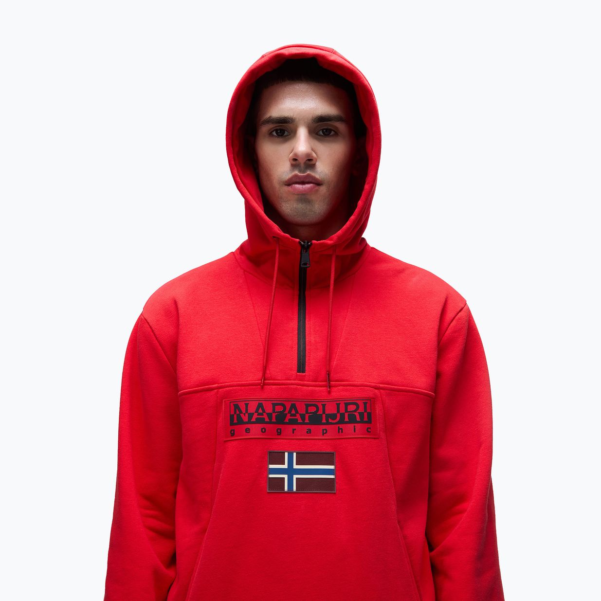 Мъжки суитчър Napapijri Burgee Half Zip Hooded 2.0 red goji 4