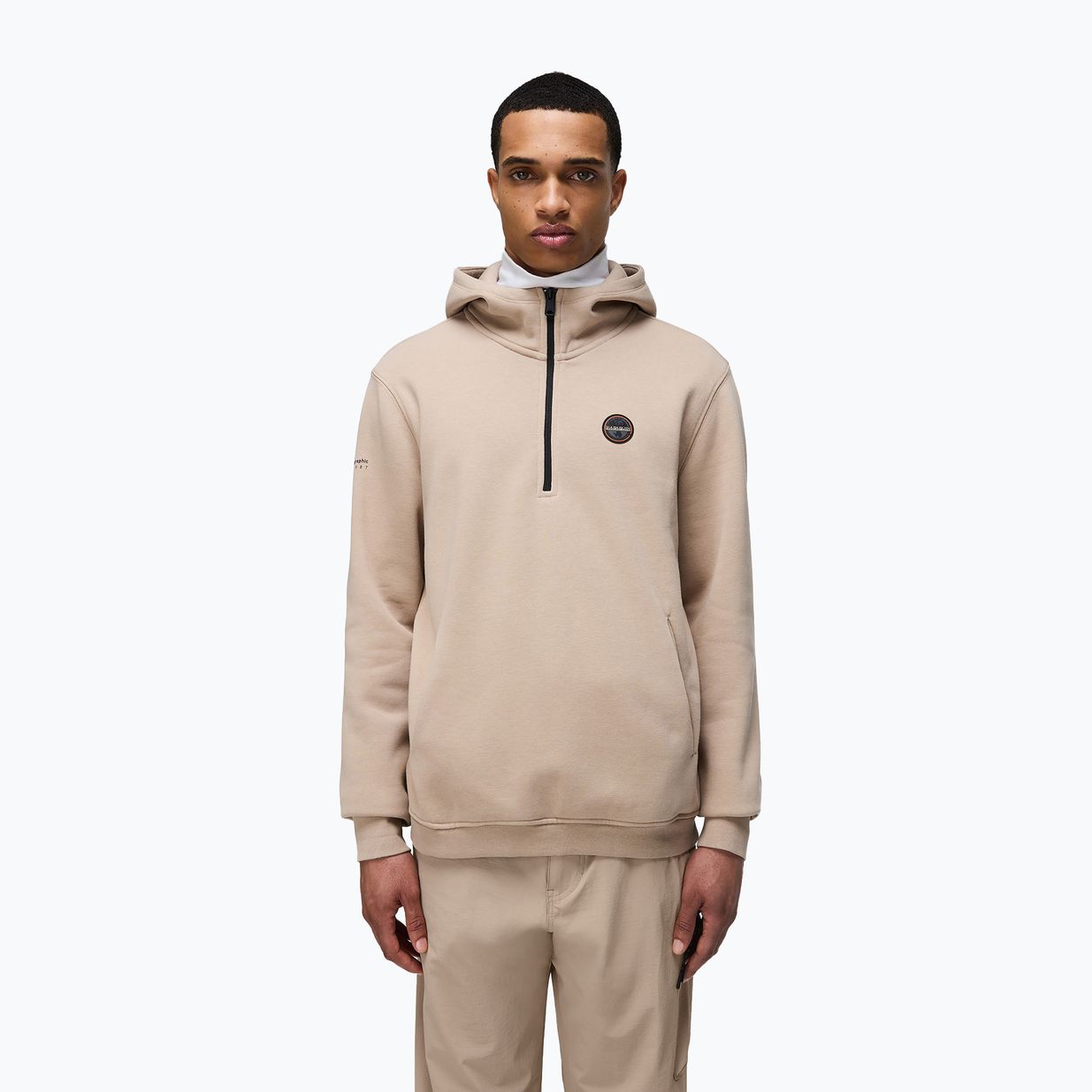 Мъжки суитшърт Napapijri B-Badge Half Zip Hooded beige rocky