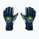 Детски вратарски ръкавици uhlsport Hyperact Soft Flex Frame синьо и бяло 101123801