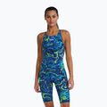 Дамски цял костюм за плуване TYR Thresher Open Back Hyperblitz blue/green