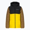 Детско пухено яке с качулка Columbia Powder Lite Black and Yellow 1802901