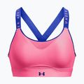 Under Armour Infinity High розов пънк/обратно син сутиен за тренировка 3