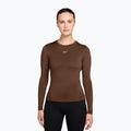 Дамска блуза с дълъг ръкав за  тренировка Nike One Fitted cacao wow/white