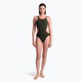 Дамски бански костюм от една част arena One Double Cross Back One Piece dark sage/black/fluo red 5