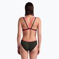 Дамски бански костюм от една част arena One Double Cross Back One Piece dark sage/black/fluo red 6