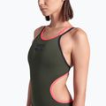 Дамски бански костюм от една част arena One Double Cross Back One Piece dark sage/black/fluo red 7