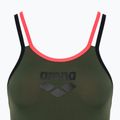 Дамски бански костюм от една част arena One Double Cross Back One Piece dark sage/black/fluo red 3