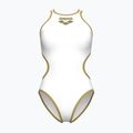 Дамски цял костюм за плуване Arena One Biglogo One Piece white/gold
