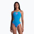 Дамски бански костюм от една част arena One Double Cross Back One Piece turquoise/fluo pink/soft green 6