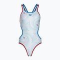 Дамски бански костюм от една част arena One Fireflow Double Cross red/blue river/white multi
