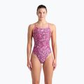Дамски бански костюм от една част arena Pink Dahlia Lace Back shocking pink/multi
