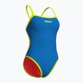 Дамски бански от една част arena Solid Rev Challenge Back blue river/bright coral/artic lime 3