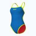 Дамски бански от една част arena Solid Rev Challenge Back blue river/bright coral/artic lime 4