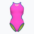 Дамски цял бански костюм arena One Biglogo One Piece shocking pink/blue river