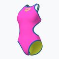 Дамски цял бански костюм arena One Biglogo One Piece shocking pink/blue river 4