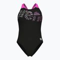 Дамски цял бански костюм Arena Flowing V Back black/shocking pink