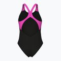Дамски цял бански костюм Arena Flowing V Back black/shocking pink 2