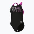 Дамски цял бански костюм Arena Flowing V Back black/shocking pink 4