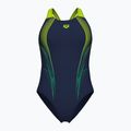 Дамски цял бански костюм Arena Blast V Back navy/artic lime