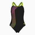 Детски цял бански костюм arena Sound Track Swim Pro Back black/artic lime
