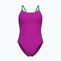 Дамски цял костюм за плуване Arena Lace Back Solid very fuchsia/team green