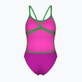 Дамски цял костюм за плуване Arena Lace Back Solid very fuchsia/team green 2