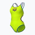 Дамски цял костюм за плуване arena One Double Cross Back One Piece artic lime/plum/blue cosmo 3
