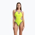 Дамски цял костюм за плуване arena One Double Cross Back One Piece artic lime/plum/blue cosmo 5