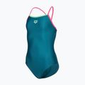 Детски цял бански костюм arena Light Drop Solid deep teel/shocking pink/verbena 3
