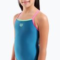 Детски цял бански костюм arena Light Drop Solid deep teel/shocking pink/verbena 8