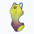 Дамски цял костюм за плуване arena One Shaded Print Tech One Back artic lime violetta multi/neon blue 3