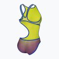 Дамски цял костюм за плуване arena One Shaded Print Tech One Back artic lime violetta multi/neon blue 4