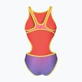 Дамски цял костюм за плуване arena One Shaded Print Tech One Back bright coral royal multi/soft green 2