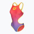 Дамски цял костюм за плуване arena One Shaded Print Tech One Back bright coral royal multi/soft green 3
