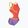 Дамски цял костюм за плуване arena One Shaded Print Tech One Back bright coral royal multi/soft green 4