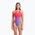Дамски цял костюм за плуване arena One Shaded Print Tech One Back bright coral royal multi/soft green 5