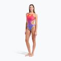 Дамски цял костюм за плуване arena One Shaded Print Tech One Back bright coral royal multi/soft green 6