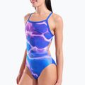 Дамски цял костюм за плуване arena Earth Challange Back neon blue multi/neon blue/neon blue 4