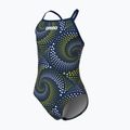 Детски цял бански костюм arena Fireflow Lightdrop Back navy/team navy yellow 3