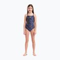 Детски цял бански костюм arena Fireflow Lightdrop Back navy/team navy yellow 6