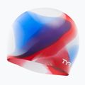 Детска шапка за плуване TYR Tiedye Silicone Multicolour Jr red/white/blue