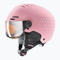 Детска ски каска UVEX Rocket Visor Jr pink confetti matt/mirror silver/lasergold lite