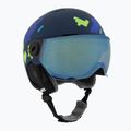 Детска ски каска UVEX Rocket Visor Jr blue matt/mirror blue/smoke