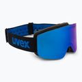 Детски предпазни ски очила UVEX Pwdr FM black matt/mirror blue smoke clear