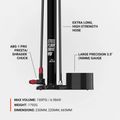Lezyne Steel HV Floor Drive 3.5 100psi плоска черна помпа за велосипед 4