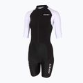 Дамски костюм за триатлон ZONE3 Lava Long Distance Full Zip SS Aero Suit black/white/green