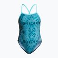 Дамски цял костюм за плуване ZONE3 Strap Back teal tie dye