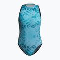 Дамски цял костюм за плуване ZONE3 High Neck Costume teal tie dye