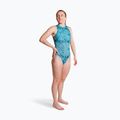Дамски цял костюм за плуване ZONE3 High Neck Costume teal tie dye 4