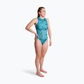 Дамски цял костюм за плуване ZONE3 High Neck Costume teal tie dye 6